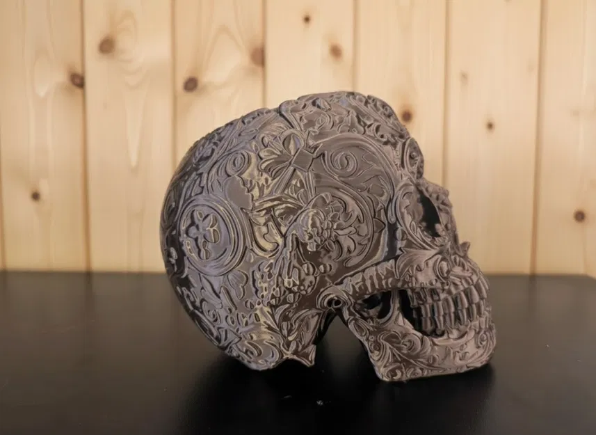 Hộp đựng bàn làm việc/Chậu cây Đầu Lâu Hoa Văn Baroque 1:1 (Scalable) - Image 5