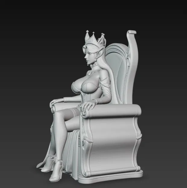 Nữ hoàng Elf gợi cảm ngực lớn ngồi trên ngai vàng - Image 2