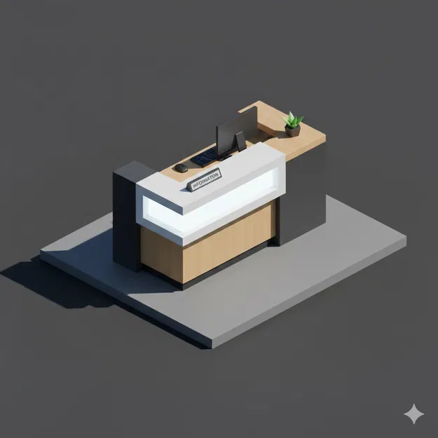 Quầy Lễ Tân Low Poly (Low Poly Reception Desk) - Image 1