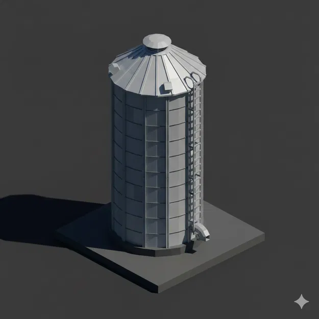 Silo Chứa Ngũ Cốc Low Poly - Image 1