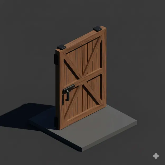 Cửa Chuồng Trại Low Poly (Low Poly Barn Door) - Image 1