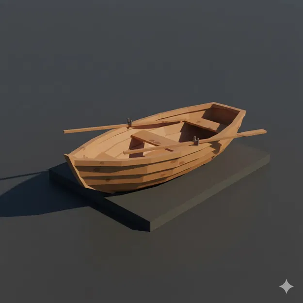 Thuyền chèo Low Poly (Low Poly Rowboat) - Image 1