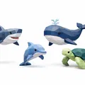 Bộ Thú Biển Tối Giản – Low Poly (Cá mập, Cá voi, Cá heo & Rùa biển) - Thumbnail 2