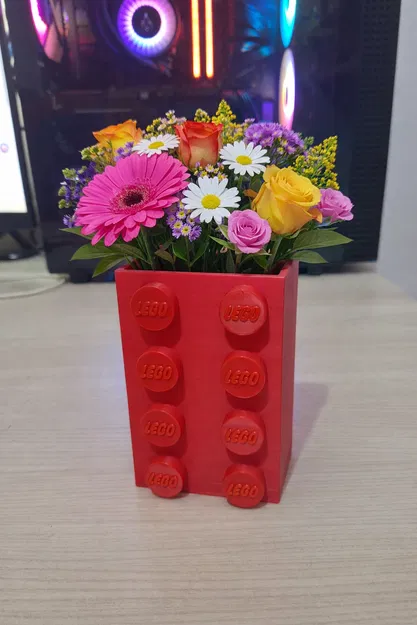 Bình Hoa Gạch LEGO (Lego Brick Flower Vase) In 3D - Image 1