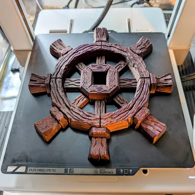 Phù điêu treo tường bánh lái cướp biển vân gỗ lũa (Driftwood Pirate Wheel)