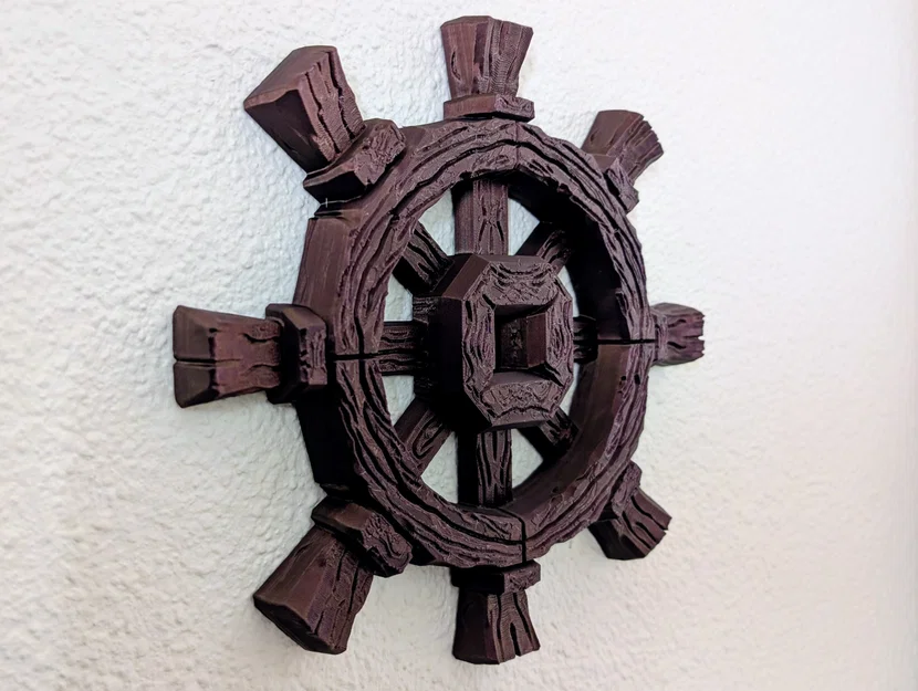 Phù điêu treo tường bánh lái cướp biển vân gỗ lũa (Driftwood Pirate Wheel) - Image 2