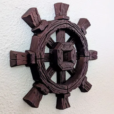 Phù điêu treo tường bánh lái cướp biển vân gỗ lũa (Driftwood Pirate Wheel)