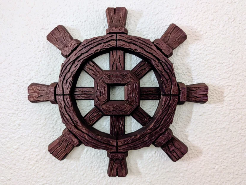 Phù điêu treo tường bánh lái cướp biển vân gỗ lũa (Driftwood Pirate Wheel) - Image 3