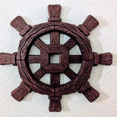 Phù điêu treo tường bánh lái cướp biển vân gỗ lũa (Driftwood Pirate Wheel)