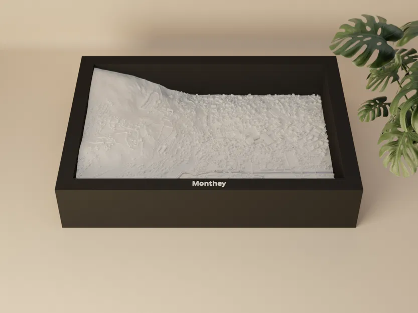 Monthey, Thụy Sĩ - Bản thu nhỏ 3D địa hình - Image 1