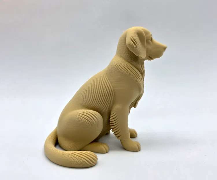 Chó Golden Retriever ngồi phong cách khắc gỗ - Image 2