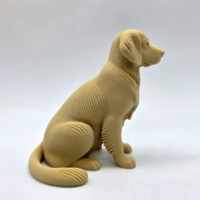 Chó Golden Retriever ngồi phong cách khắc gỗ