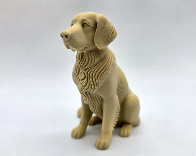 Chó Golden Retriever ngồi phong cách khắc gỗ - Image 3