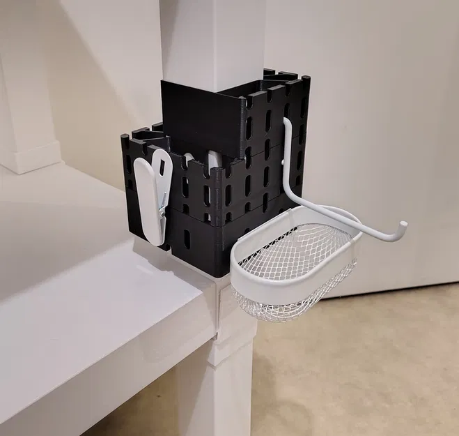 Pegboard Ikea Skadis gắn quanh chân bàn Lack (không vít, không keo) - Image 2