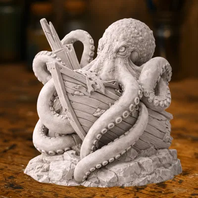 Mô hình Kraken Khổng lồ Tấn công Tàu Đắm - Tác phẩm Nghệ thuật Biển cả