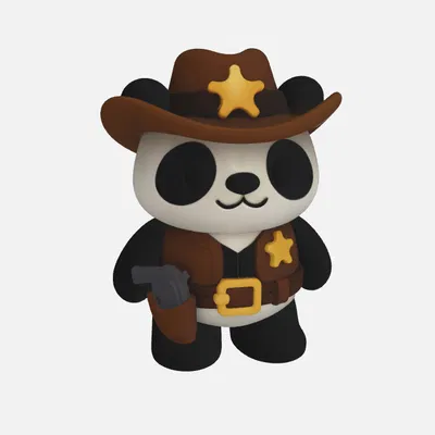 Sheriff Panda – Gấu trúc Sheriff Viễn Tây dễ thương – Dễ in