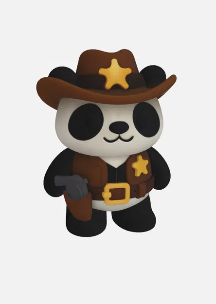 Sheriff Panda – Gấu trúc Sheriff Viễn Tây dễ thương – Dễ in - Image 4
