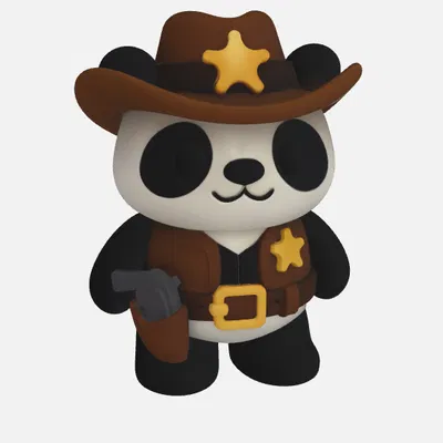 Sheriff Panda – Gấu trúc Sheriff Viễn Tây dễ thương – Dễ in