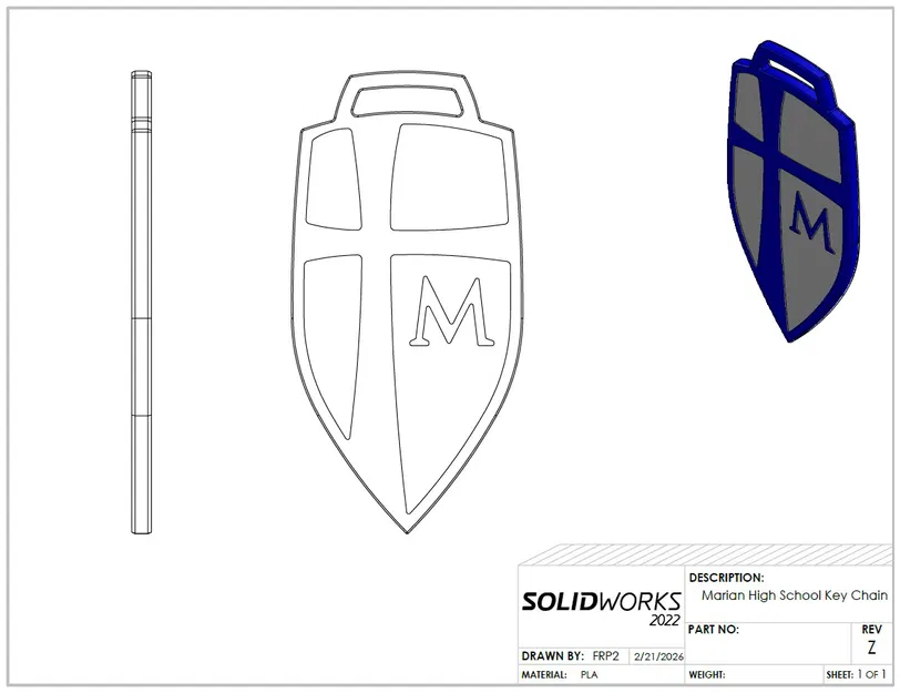 Móc khóa Marian High School (Indiana) (Multi Color/Multi Body) - Image 3