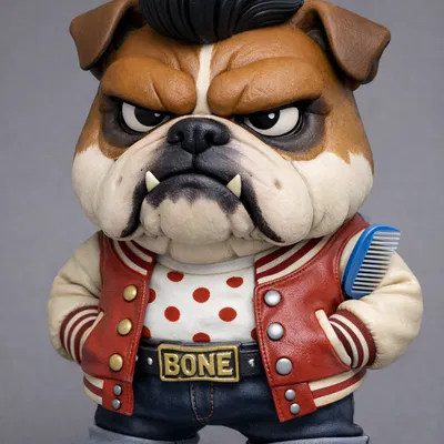 Mô Hình Chó Bulldog Phong Cách Retro "Grumpy"
