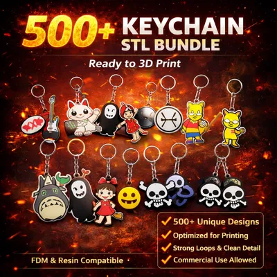 Combo 500+ STL Móc Khóa | Dùng Thương Mại | Model In 3D Sẵn In | Tải Ngay