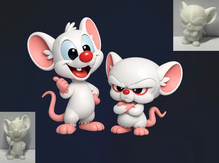 Chibi Pinky & The Brain (Minus & Cortex) – Tượng 3D Chibi - Image 1