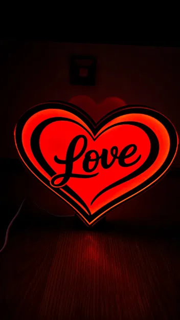 Đèn/Lighbox Trái Tim Tình Yêu (Love Heart Lamp/Lightbox) - Image 1