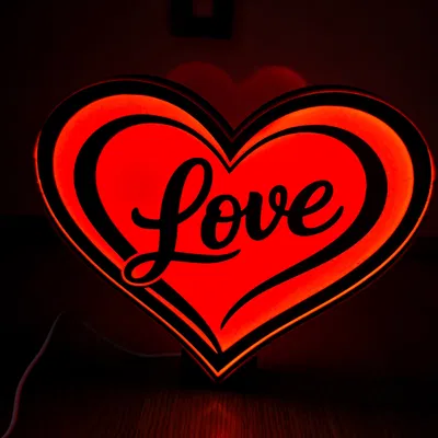 Đèn/Lighbox Trái Tim Tình Yêu (Love Heart Lamp/Lightbox)