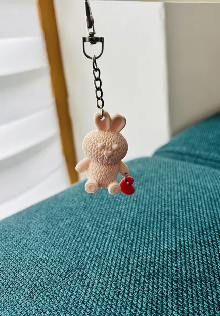 Móc Khóa Thỏ Hồng Dễ Thương In 3D - Image 1