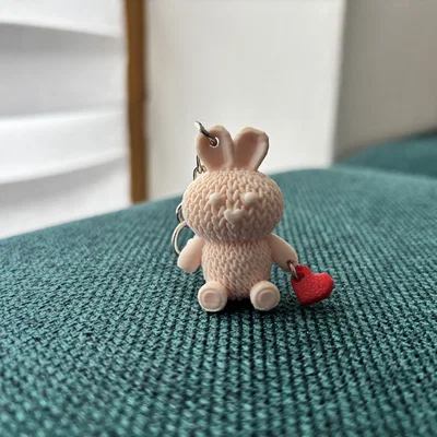 Móc Khóa Thỏ Hồng Dễ Thương In 3D