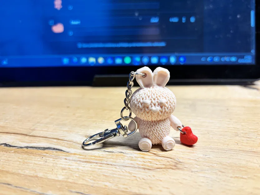 Móc Khóa Thỏ Hồng Dễ Thương In 3D - Image 3