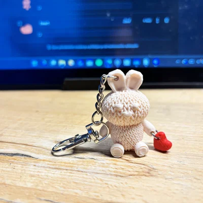 Móc Khóa Thỏ Hồng Dễ Thương In 3D