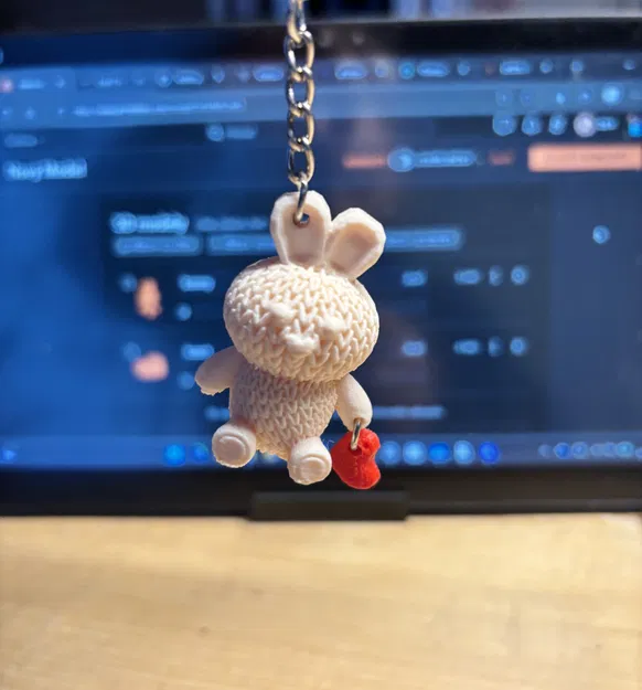 Móc Khóa Thỏ Hồng Dễ Thương In 3D - Image 4