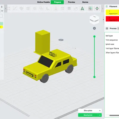 Mô Hình Xe Taxi Vàng 3D Đẹp Mắt