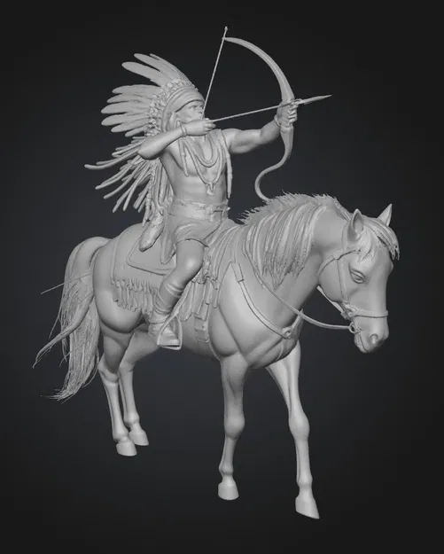 Mô Hình 3D Cung Thủ Da Đỏ Phi Ngựa Dũng Mãnh - Image 1