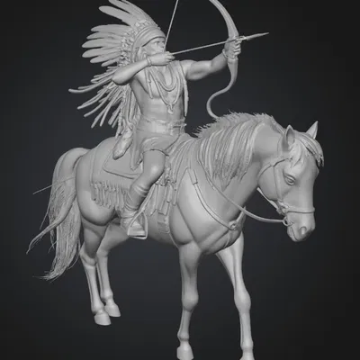 Mô Hình 3D Cung Thủ Da Đỏ Phi Ngựa Dũng Mãnh
