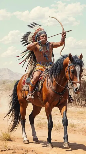 Mô Hình 3D Cung Thủ Da Đỏ Phi Ngựa Dũng Mãnh - Image 2