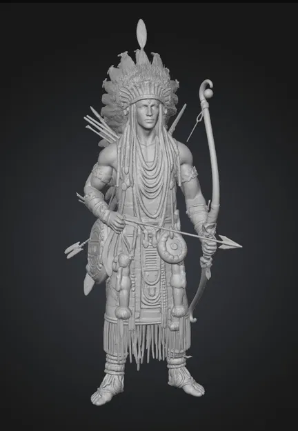 Tượng Chiến Binh Da Đỏ "Chief of the Cascades" - Mô hình 3D độc đáo - Image 1