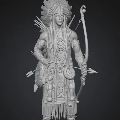 Tượng Chiến Binh Da Đỏ "Chief of the Cascades" - Mô hình 3D độc đáo