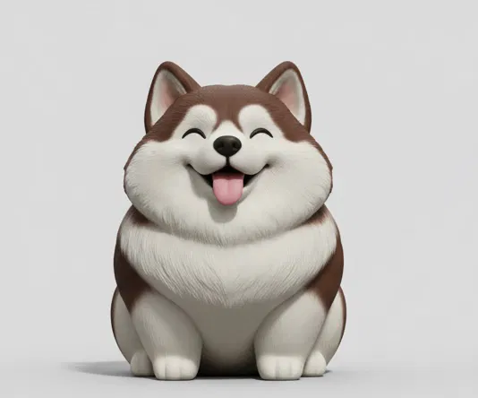 Mô Hình Chú Chó Alaskan Malamute Mập Mạp Đáng Yêu - Image 1