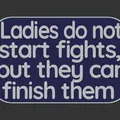 Bảng hiệu “Ladies do not start fights” (100x160mm) - Thumbnail 3