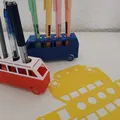 Khay cắm bút hình xe buýt – in phẳng (Bus pen holder - flat print) - Thumbnail 1