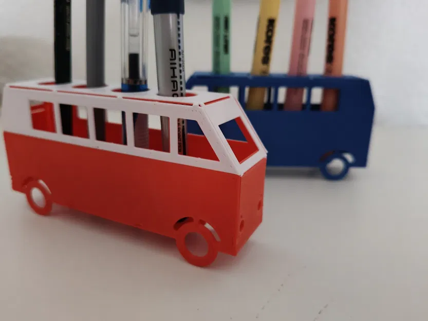Khay cắm bút hình xe buýt – in phẳng (Bus pen holder - flat print) - Image 3