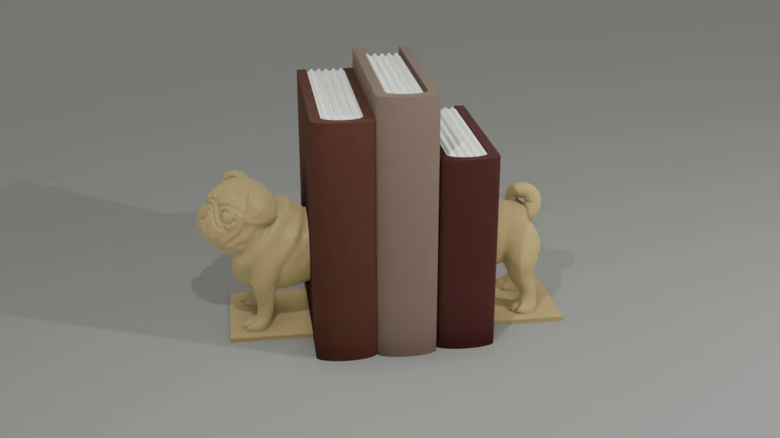 Kệ Chặn Sách Hình Chó Pug 3D - Image 1