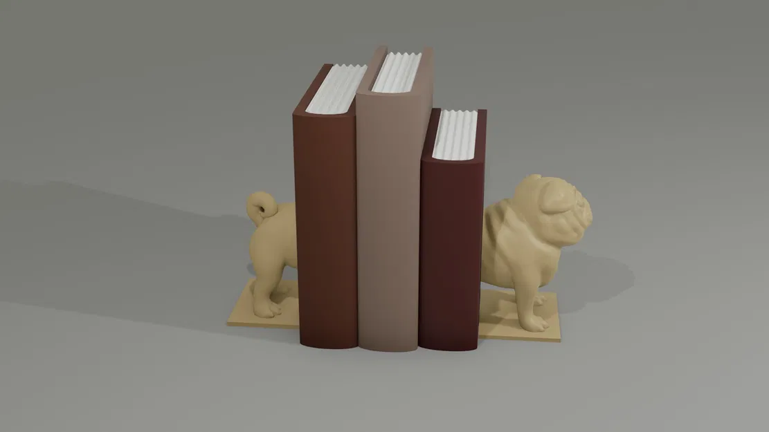 Kệ Chặn Sách Hình Chó Pug 3D - Image 2