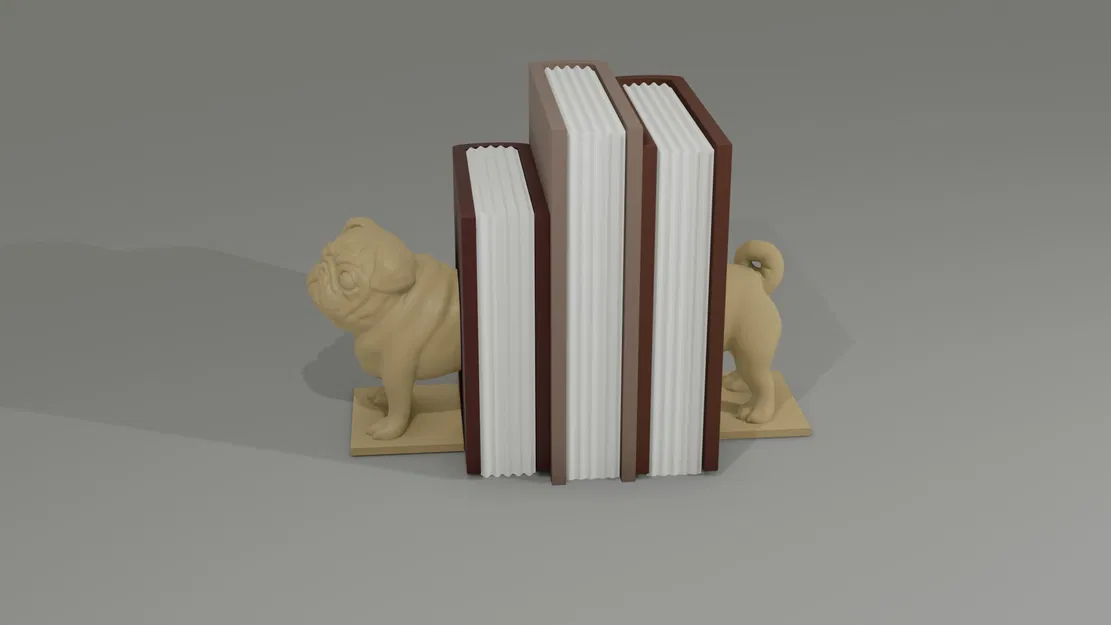 Kệ Chặn Sách Hình Chó Pug 3D - Image 3