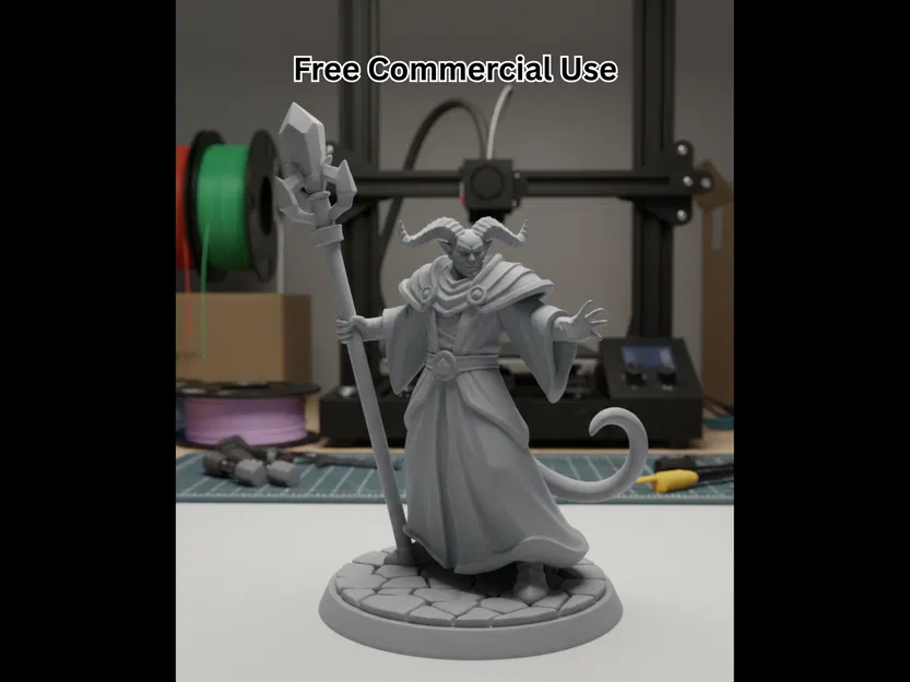 Tượng mini Tiefling Warlock (Tiefling Warlock Figure) - Image 1