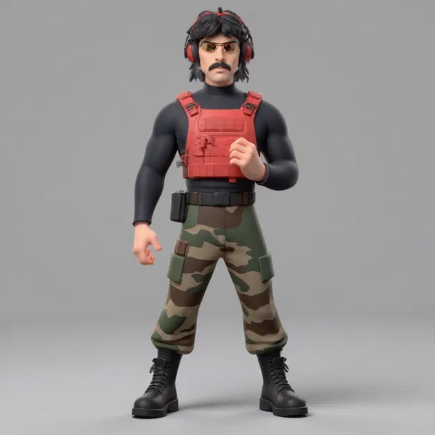 Tượng 3D Dr Disrespect Ngầu Lòi Phiên Bản Rằn Ri - Image 1