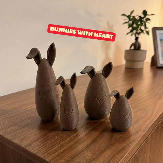 Thỏ Dễ Thương Ôm Tim - Bản Gia Đình | Decor Easter Hiện Đại | Kệ & Decor Xuân - Image 1