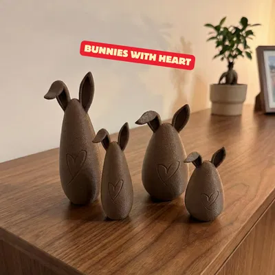 Thỏ Dễ Thương Ôm Tim - Bản Gia Đình | Decor Easter Hiện Đại | Kệ & Decor Xuân